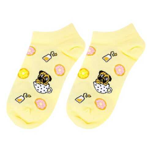 Носки женские Kawaii Factory Мопс с печеньем желтые 35-39