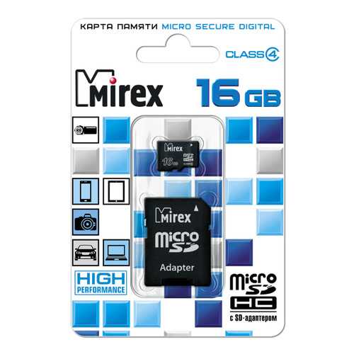 Карта памяти MIREX Micro SDHC 16GB