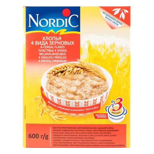 Хлопья 4 злака Nordic 600 г