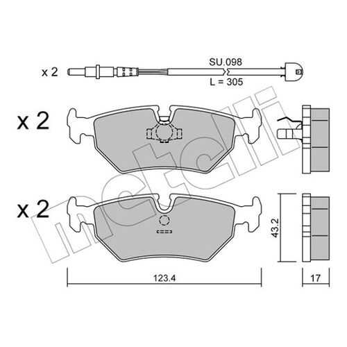 Комплект тормозных дисковых колодок METELLI 22-0178-1K