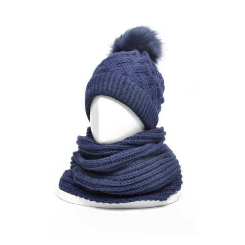 Комплект (шапка+снуд+варежки) женский Jagga 1741 синий ONE SIZE