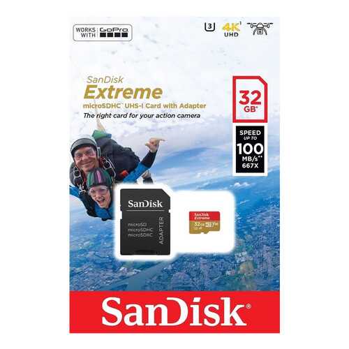 Карта памяти SanDisk Extreme Micro SDHC SDSQXAF-032G-GN6AA 32GB