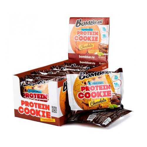 BOMBBAR Protein Cookie 60 г, 10 шт, вкус: шоколад