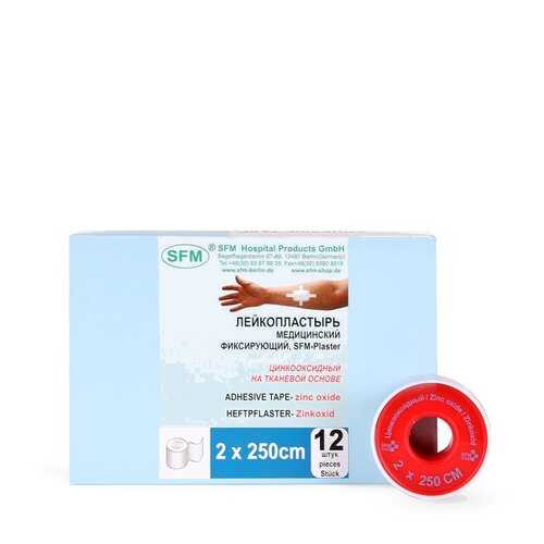 Лейкопластырь тканевая основа SFM Plaster пластиковая упаковка 534 521 2,0х250см белый