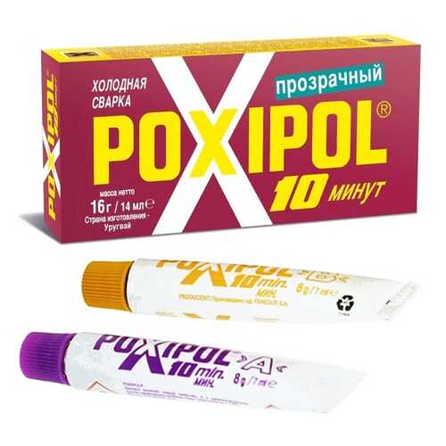 Холодная сварка Poxipol, двухкомпонентный, прозрачный, 14 мл, 21 грамм