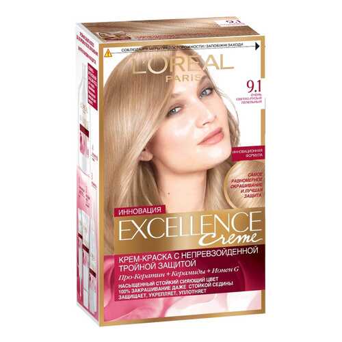 Краска для волос L`Oreal Paris Excellence 9,1 очень светло-русый пепельный