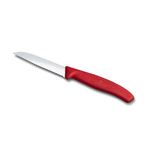 Нож для овощей VICTORINOX SwissClassic, лезвие 8 см с серрейторной заточкой, красный
