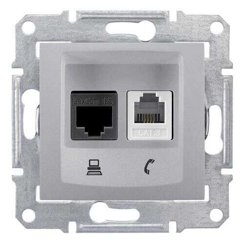 SE Sedna Алюминий Розетка 2-ая ТЛФ + компьютерная кат.5е UTP (RJ11+RJ45)