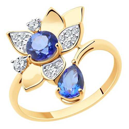 Кольцо женское SOKOLOV из золота с топазами и фианитами Swarovski 715962 р.17