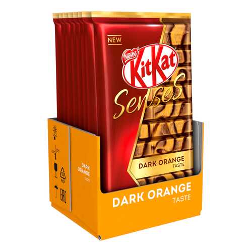 Молочный шоколад и тёмный шоколад KITKAT SENSES DARK ORANGE TASTE, с вафлей 8 шт по 112 гр