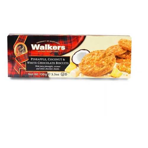 Печенье Walkers с ананасом, кокосом и белым шоколадом 150 г Великобритания