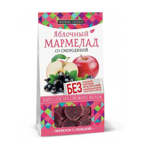 Мармелад яблочный Живые снеки со смородиной 90 г