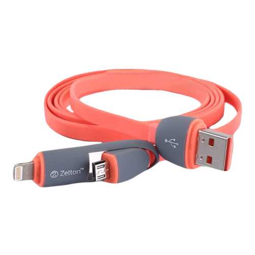 Кабель Zetton Lightning 1м Red (ZTLSUSB2IN1BR)