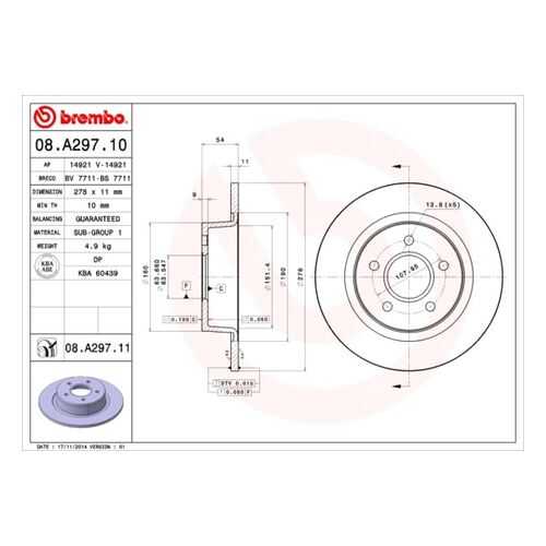 Тормозной диск brembo 08.A297.11