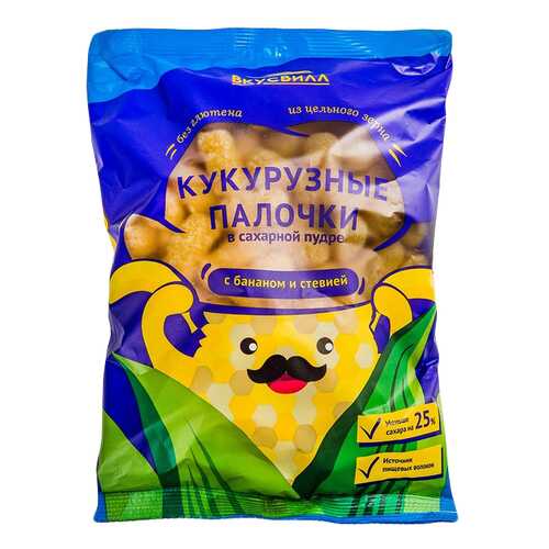 Палочки кукуруз. в сах.пудре с бананом и стев. 95 г