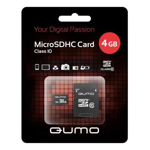 Карта памяти Qumo Micro SDHC QM4GMICSDHC10 4 GB