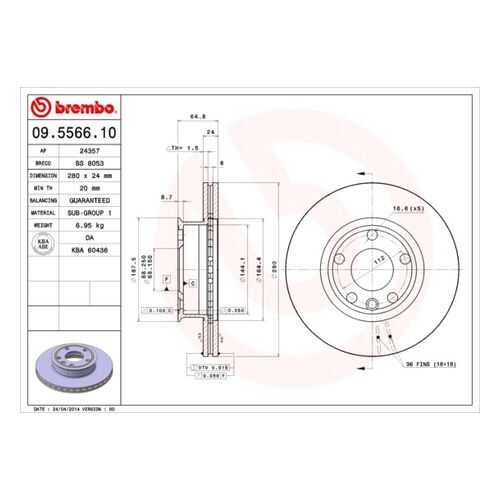 Тормозной диск brembo 09.5566.10