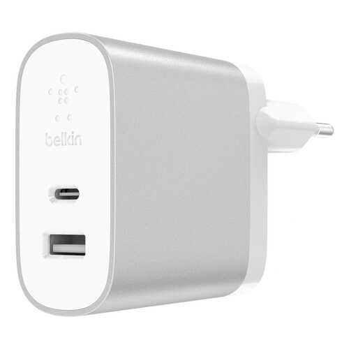 Сетевое зарядное устройство Belkin USB-C 27Вт, USB 12Вт, серебряный