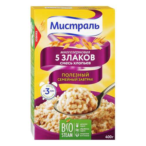 Хлопья Мистраль смесь 5 злаков 400 г