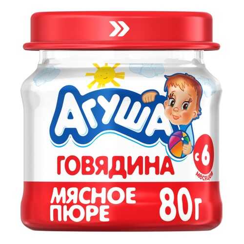 Пюре мясное Агуша Говядина с 6 мес. 80 г