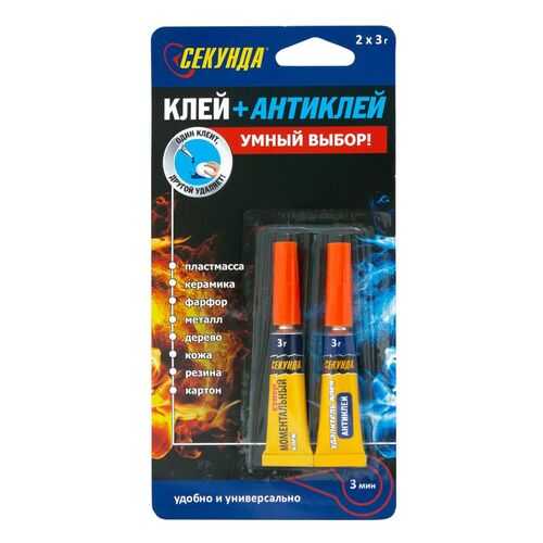Клей Секунда 403-214 моментальный 3г + антиклей 3г