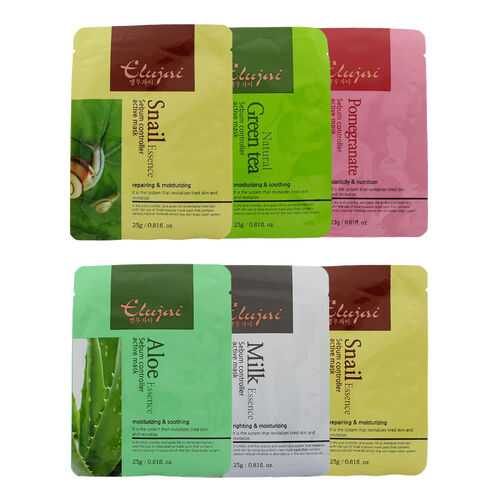 Набор тканевых масок Elujai Snail (2шт.), Green Tea, Pomegranate, Milk, Aloe
