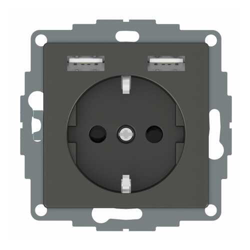 Розетка SE Merten SM Aquain IP44 Антрацит Schuko с 2 USB c зарядным устройством 2,4 A