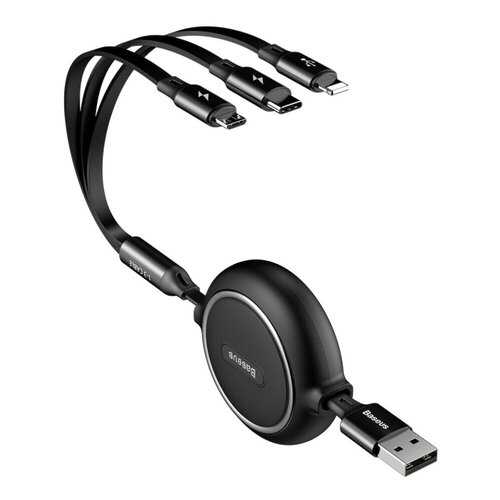Кабель Baseus Multi USB-iP+Micro+Type-C Golden Loop Black 1.2m