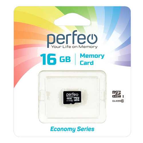 Карта памяти Perfeo microSD 16GB High-Capacity (Class 10) без адаптера economy series