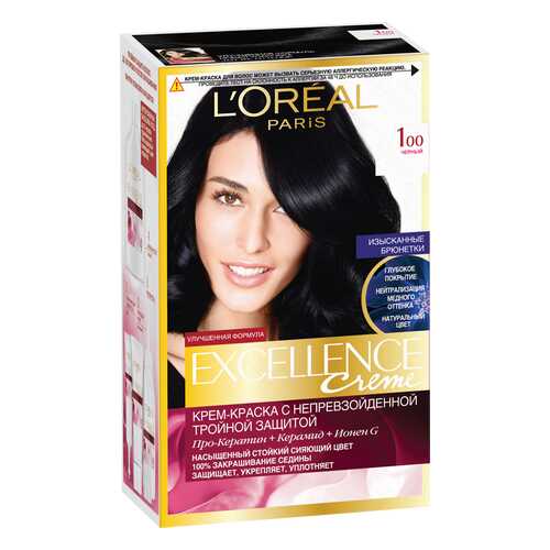 Краска для волос L'Oreal Paris Excellence Creme 1.00 Black 270 мл
