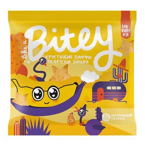 Экструдированные мультизлаковые фигурки Take a Bitey Паффы со вкусом Банан, 20 гр