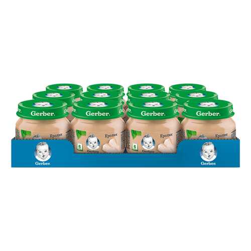 Мясное пюре Gerber кролик c 6 месяцев 12 шт. по 80 г