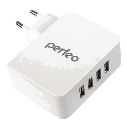Сетевое зарядное устройство Perfeo с разъемом 4xUSB, 4.9А, белый, CUBE 4 (PF_A4136)