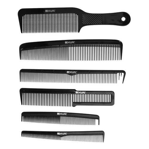Набор расчесок DEWAL BARBER STYLE, в джинсовом чехле, 6 шт CO-6000K12J