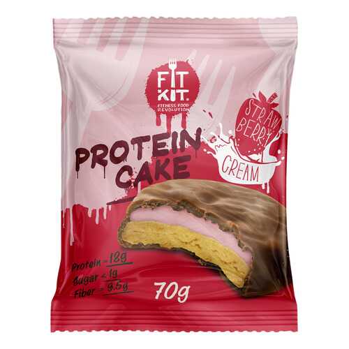 Fit Kit Protein Cake 70 г мини-набор из 3 шт Клубника со сливками