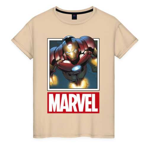 Футболка женская ВсеМайки Iron Man бежевая 4XL