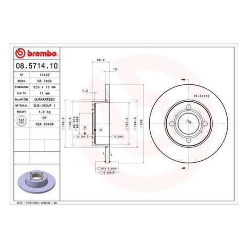 Тормозной диск brembo 08.5714.10