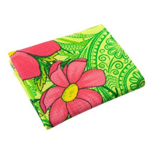 Полотенце кухонное вафельное в клеточку Verona Flowers, 60x35, зеленый