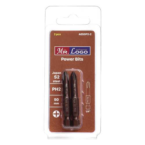 Бита PH2 x 50 мм Mr. Logo, Сталь - S2, арт. A050P2-2, 2 шт.