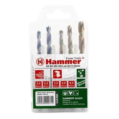 Сверло Hammer 202-913 DR set No 13 HEX 5-8mm металл дерево 5шт