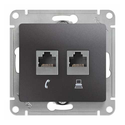 SE Glossa Графит Розетка 2-ая RJ11+RJ45, кат.5E