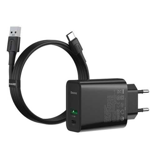 Сетевое зарядное устройство Baseus Speed PPS Quick Charge 1m 1USB+Type-C 5A Black