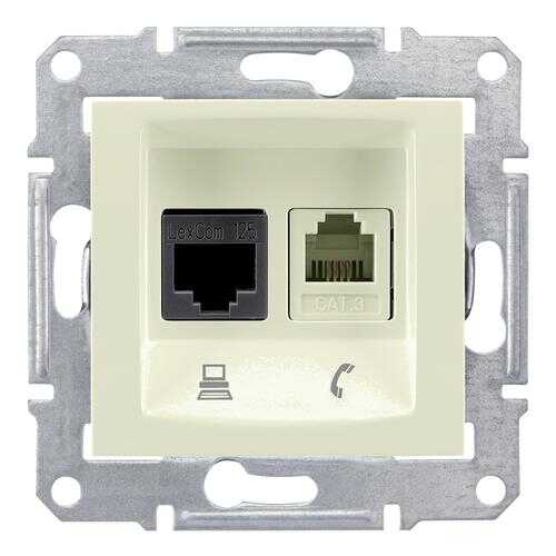 SE Sedna Бежевая Розетка 2-ая ТЛФ + компьютерная кат.5е UTP (RJ11+RJ45)