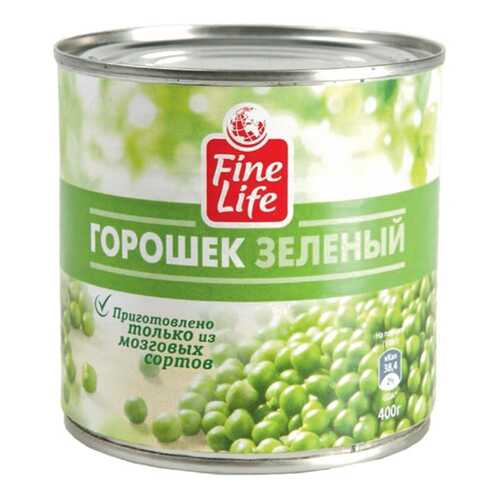 Горошек Fine Life зеленый из мозговых сортов 425 г