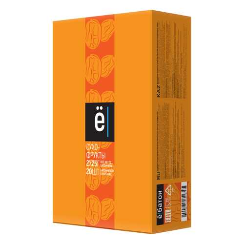 ё|Батон Батончики ё|Батон Сухофрукты 50 г, 20 шт, вкус: сухофрукты
