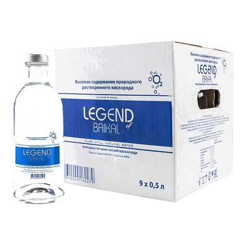 Вода питьевая глубинная Legend of Baikal, негазированная, стекло, 9 шт. по 0.5 л