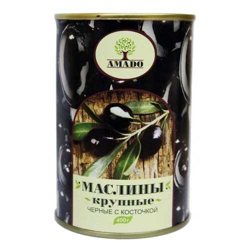 Черные маслины Amado с косточкой крупные 400 г