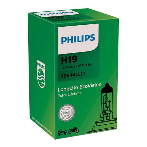 Лампа H19 12V 60/55W PU43t-3 C1 PHILIPS PHILIPS 12644LLC1