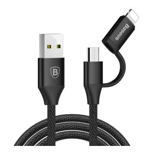 Кабель Micro Baseus Yiven 2-1 Cable 1m Black