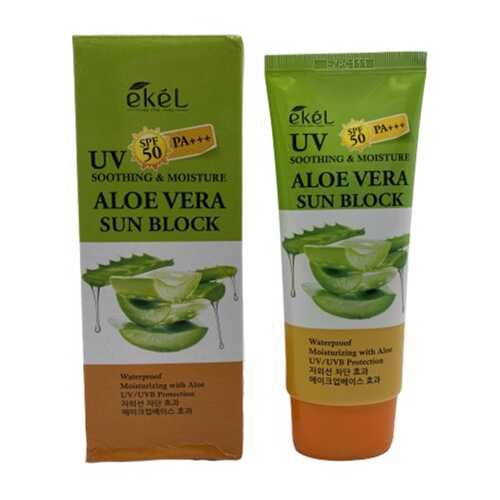 Солнцезащитный крем с алоэ Ekel UV aloe ampule sun block SPF50+PA+++